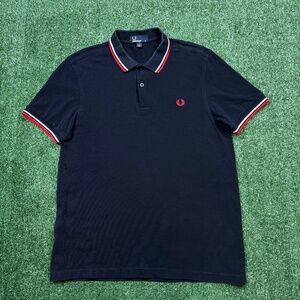 Fred Perry Polo Shirt Men's Size M Blue Short Sleeve Knit Slim Fit Preppy Logo